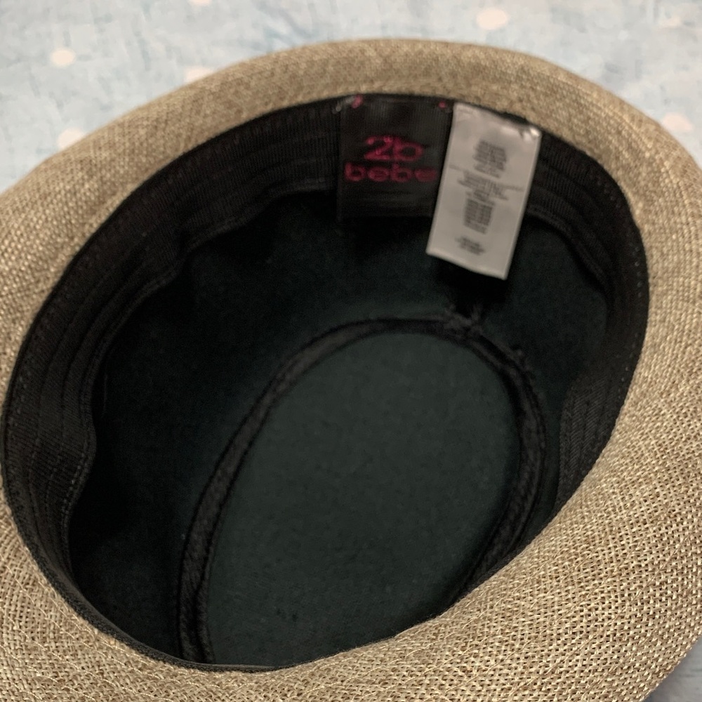 VTG 2b bebe Tan Fedora Hat with Black Band - Picture 7 of 13